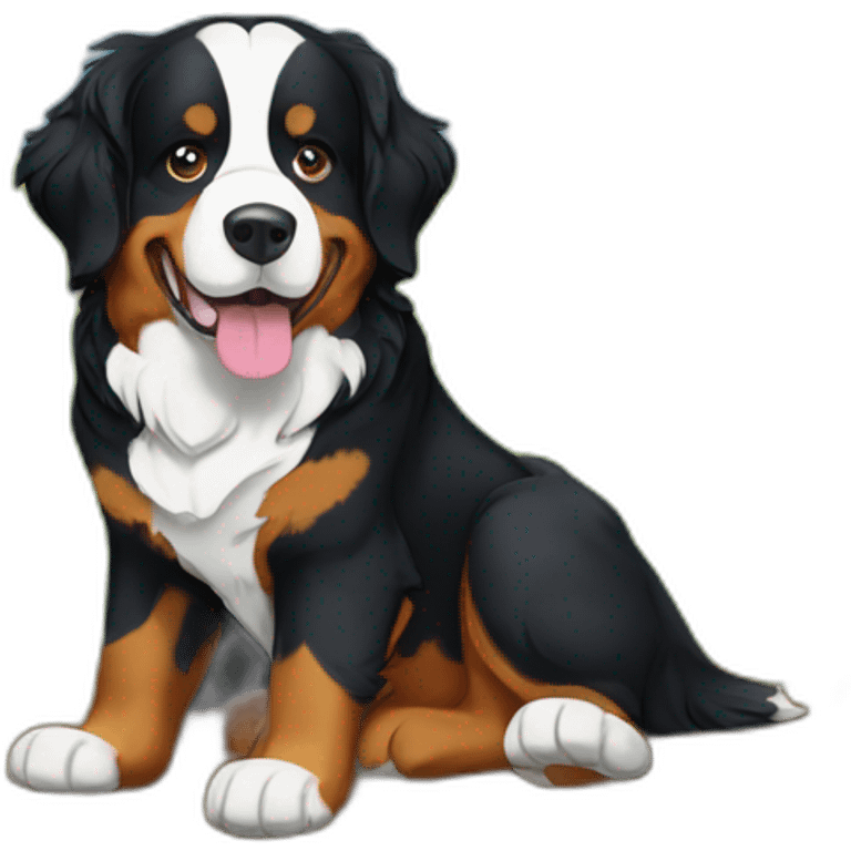 bernese mountain dog digging in the field emoji