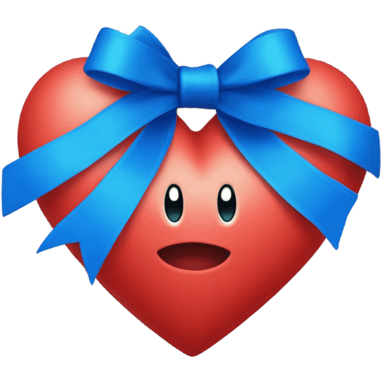 Red heart with blue ribbon bow emoji