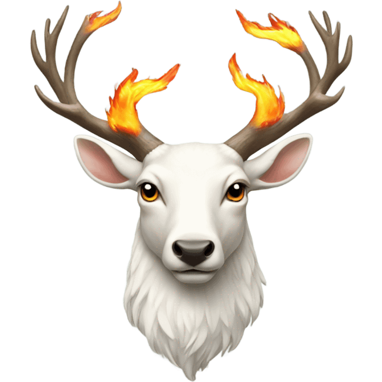 White stag with a flame above head emoji