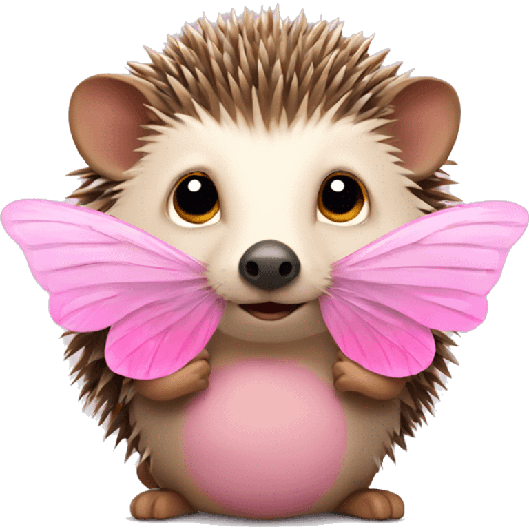 a hedgehog with pink butterfly wings and pink nose emoji