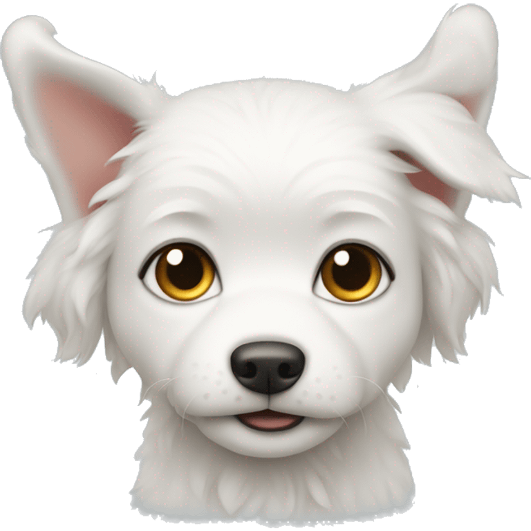 White puppy dog with brow furry ears  emoji