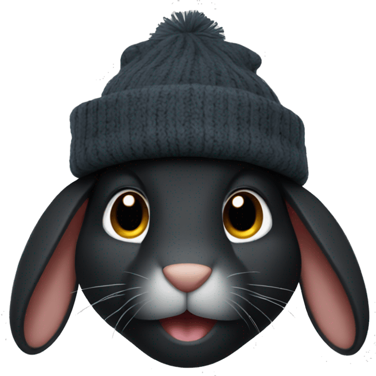 Black rabbit wearing a woolly hat emoji