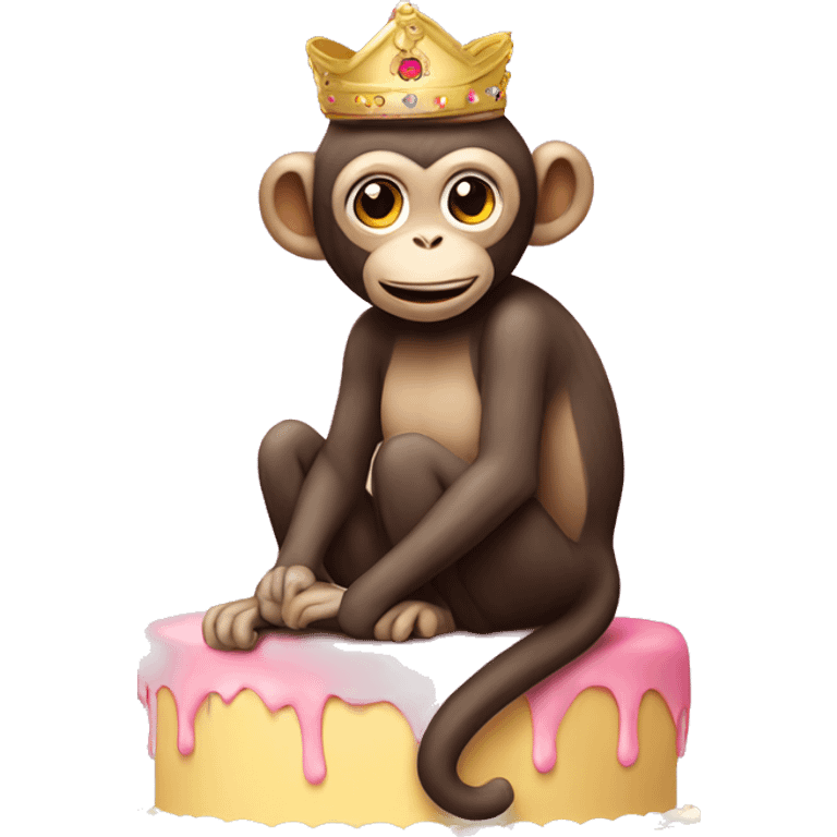 Monkey sitting on pride cake emoji