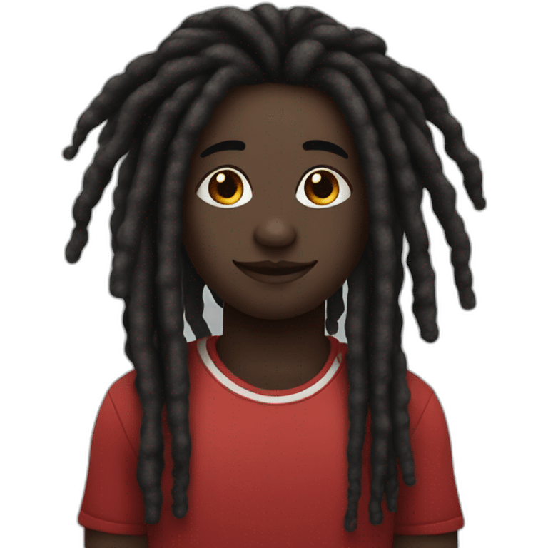 Cute Dark skin with red and black striped colored dreads emoji