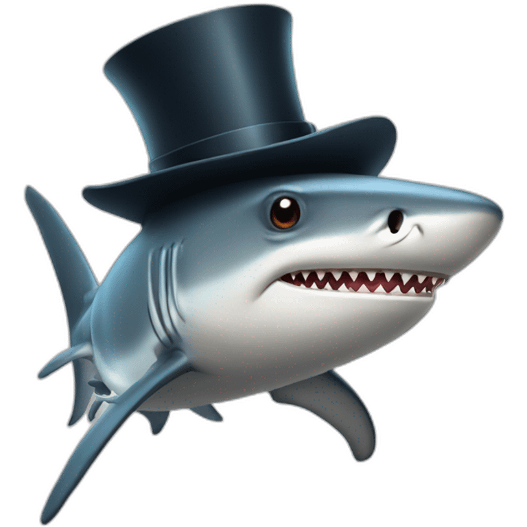 Shark with a top hat emoji