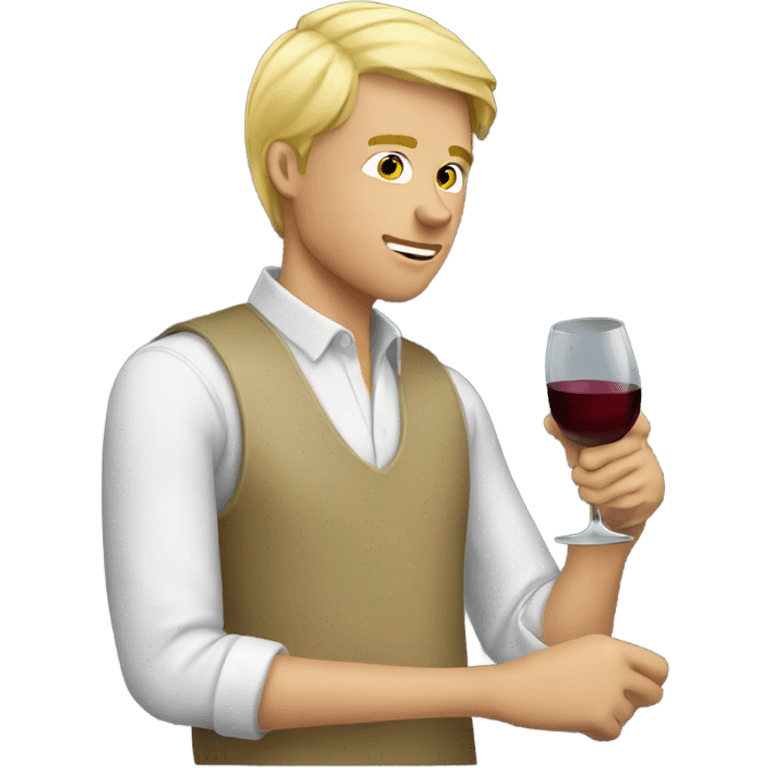 Blonde guy drinking wine emoji