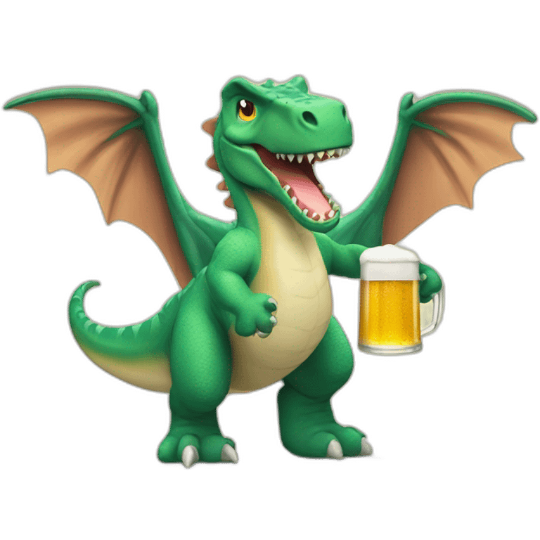 dinosuar with beer and wings emoji