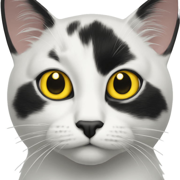 realistic yellow eyes black and white cat emoji