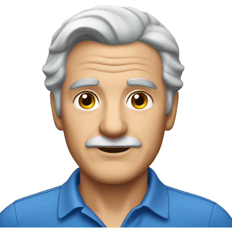 old italian man, grey hair, no facial hair. wearing a blue smart polo shirt emoji