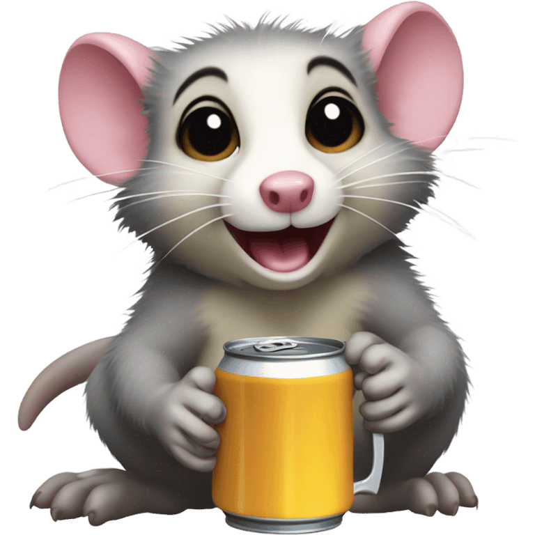 Opossum holding a beer emoji