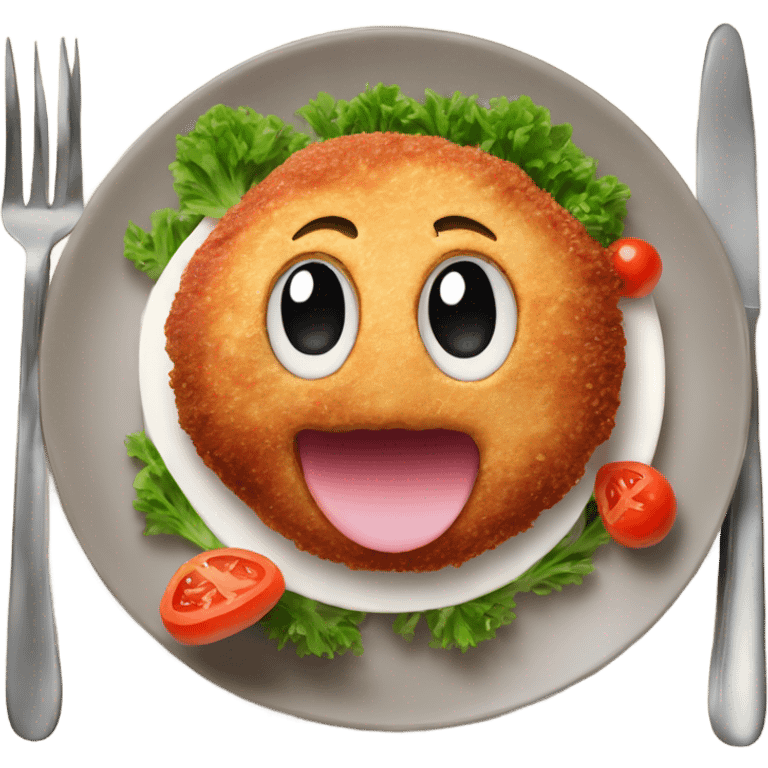 cutlet on plate with mushroom  emoji