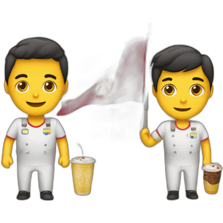 Cafeteritos con el pulgar arriba con Carriel y bandera de Colombia  emoji