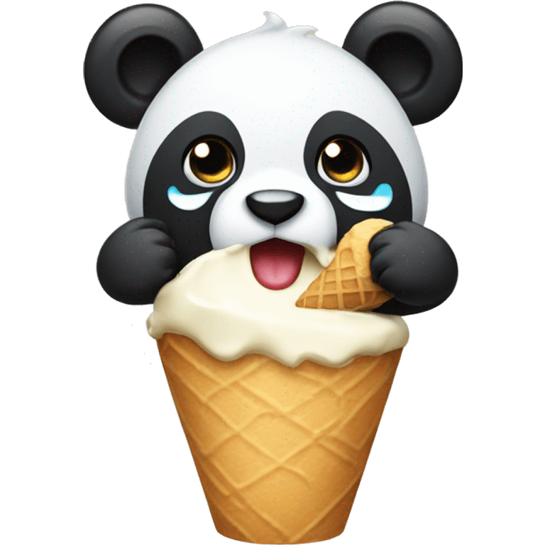 Panda eating ice cream emoji