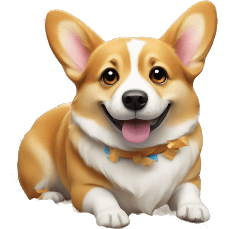 a corgi dog celebrating with confetti  emoji