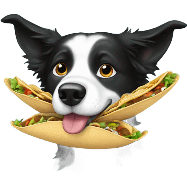 Border collie eating tacos emoji