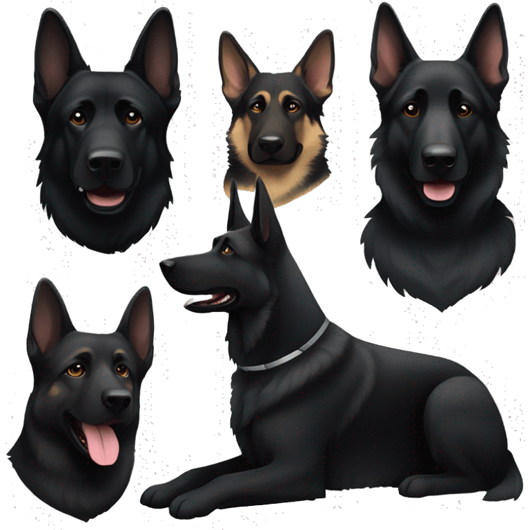 Large black German shepherd and smaller black German shepherd emoji