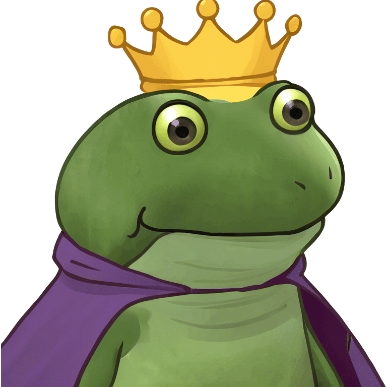 bufo the king wearing a purple cape and gold crown emoji