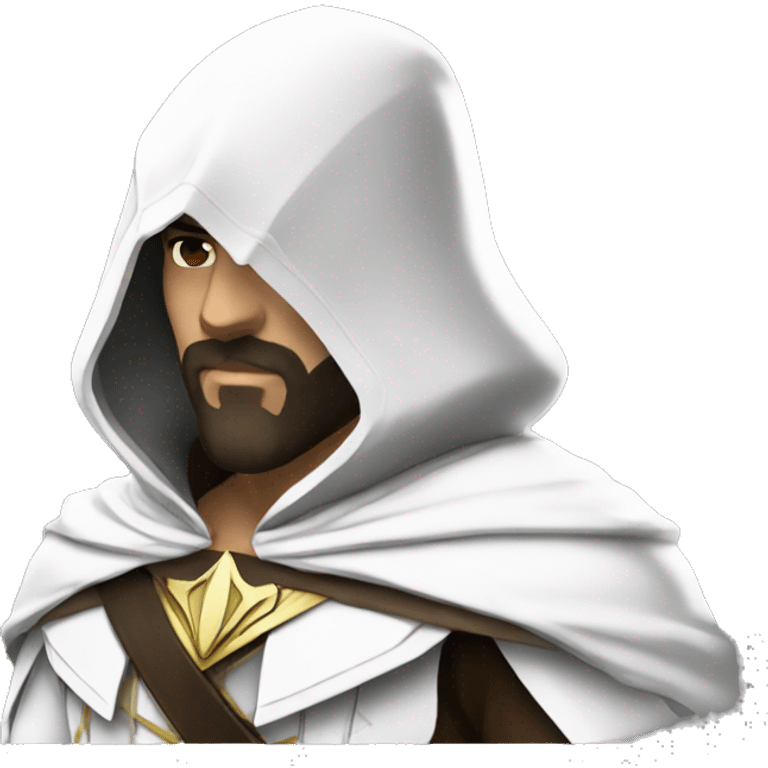 Assassin creed snapchat style with beard full white cloak body emoji