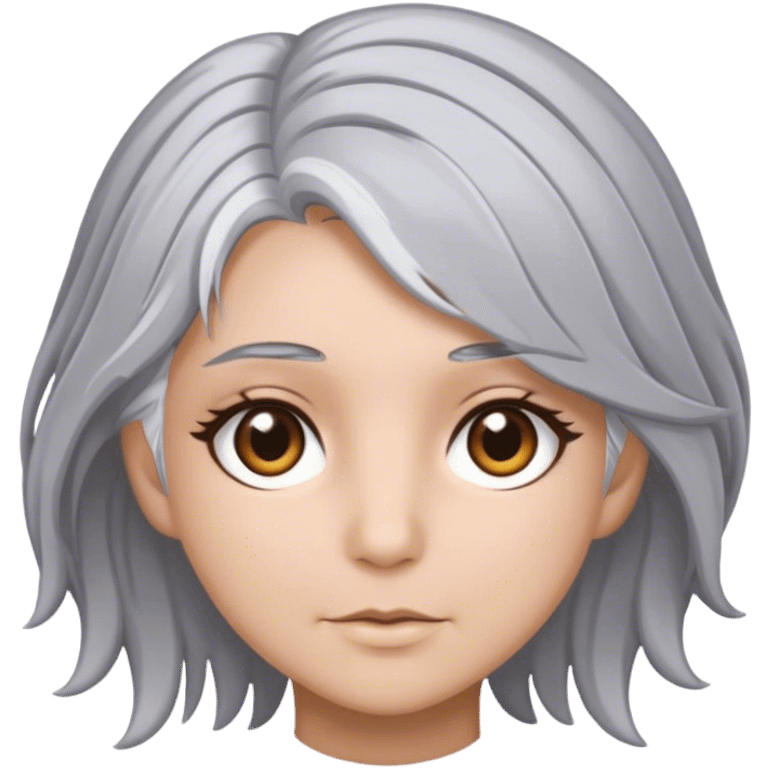 Mid length grey hair hazel eyes emoji