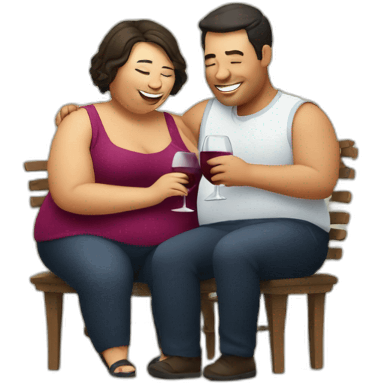 overweight couple drinking wine emoji