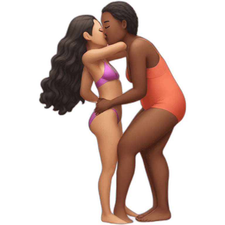 Woman kissing woman's legs in swimming suit emoji