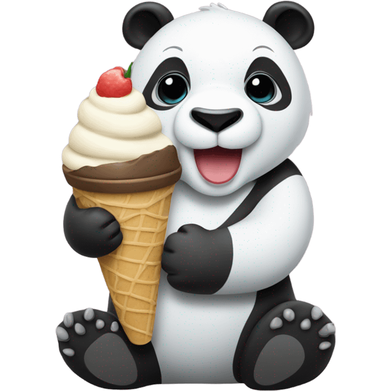 Panda eating ice cream emoji