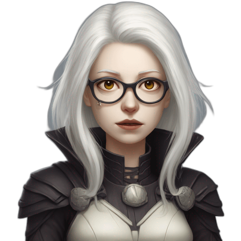 dark heresy female psyker white hairs glasses scowling pale skin scars emoji