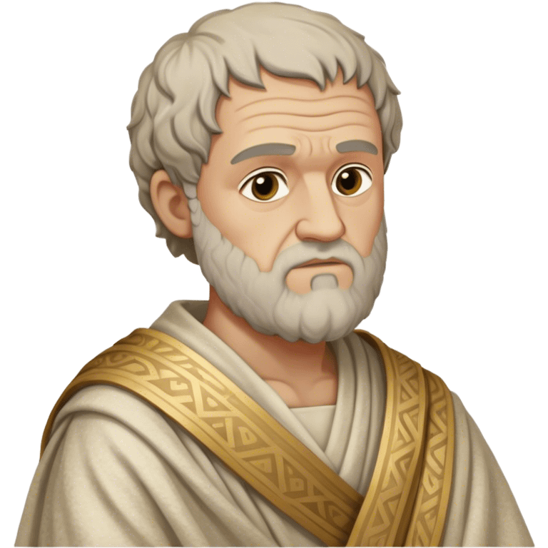 Cinematic Realistic portrait of Aristotle the philosopher, depicted as a wise, contemplative figure in detailed ancient Greek attire, with a textured draped robe and thoughtful expression, bathed in soft classical lighting that highlights his timeless intellect. emoji