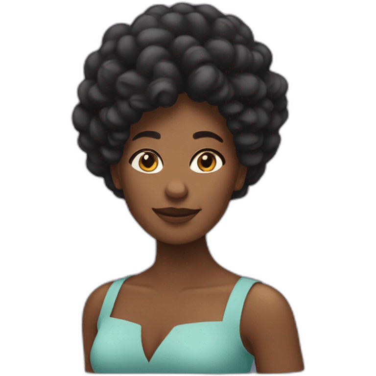 Mujer negra pelo recogido emoji