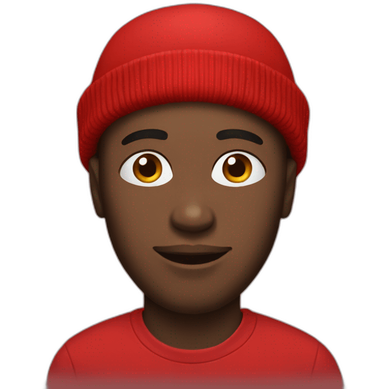 black man in red beanie hat emoji