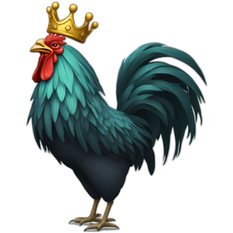 fighting and howling rooster with a crown on its head emoji