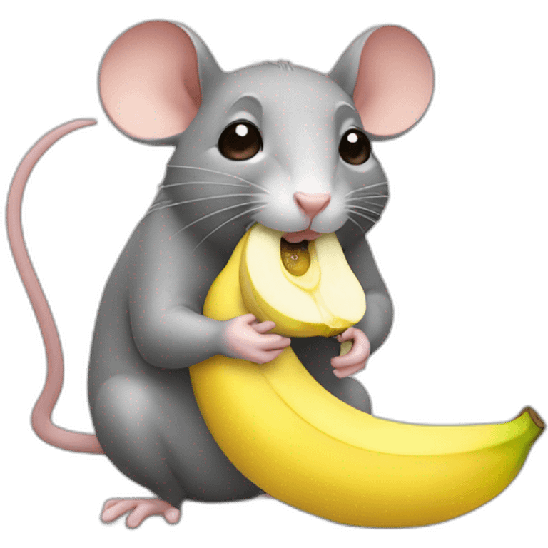 cute rat eating banana emoji