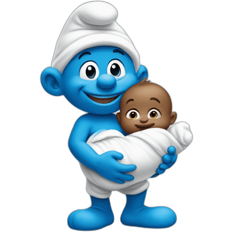 smurfs holding a baby emoji