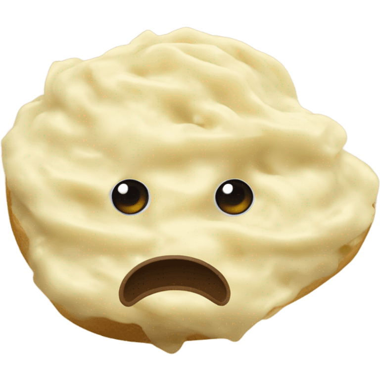 Mashed potatoes with a face emoji