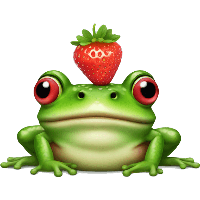 frog with strawberry on head emoji