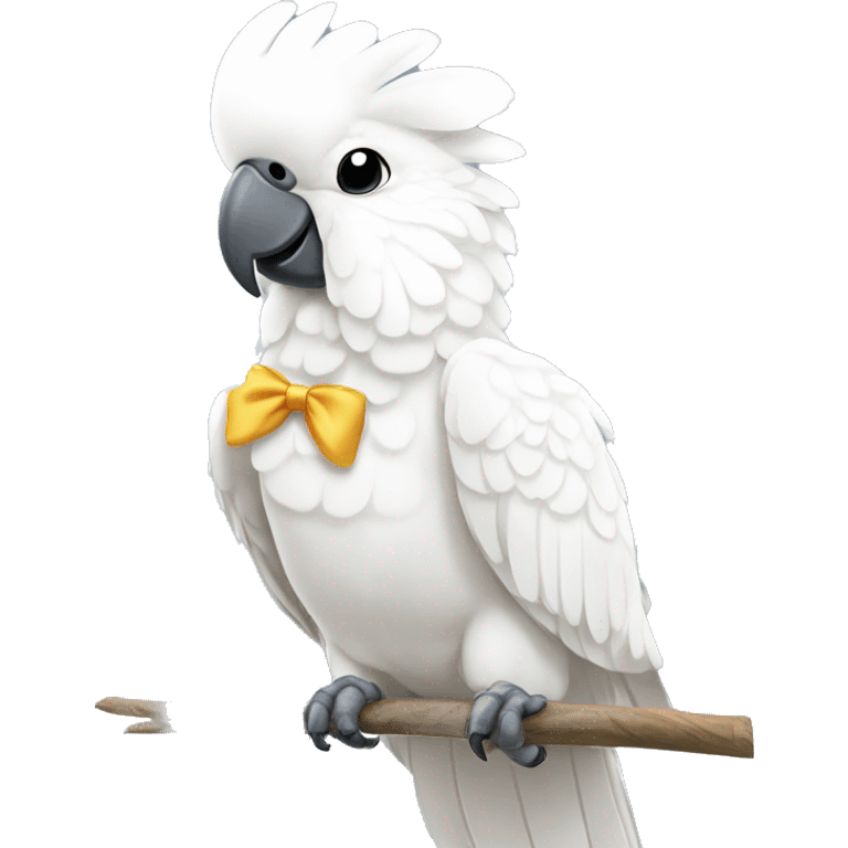 White cockatoo with bow emoji