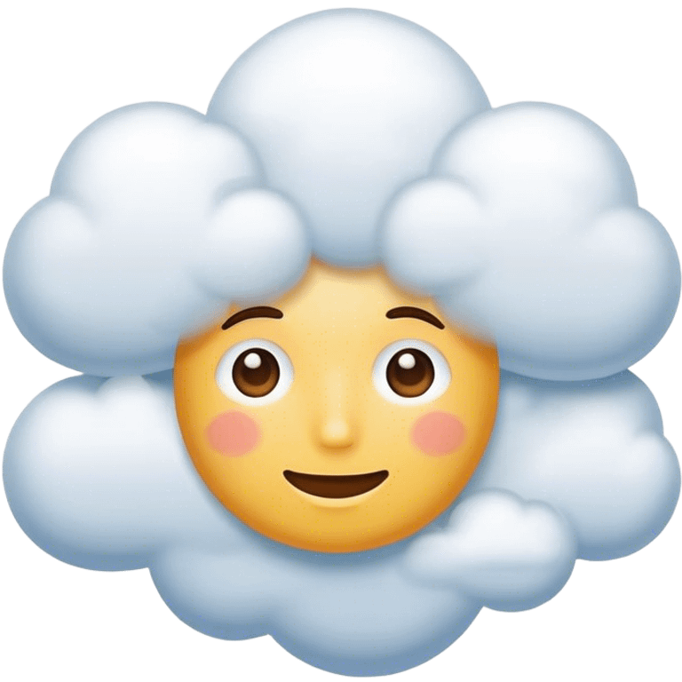 face with cloud on top happily thinking emoji