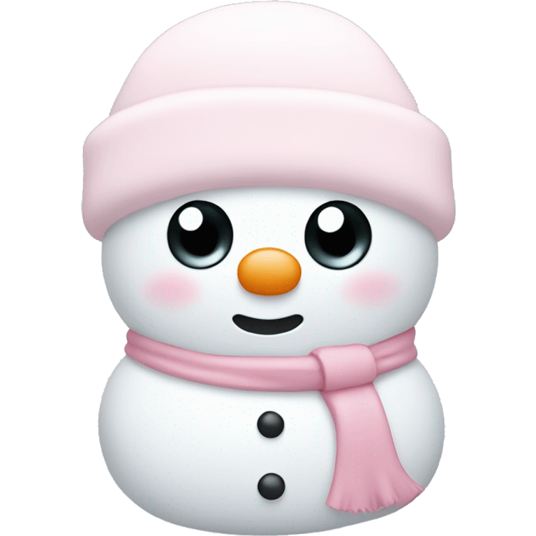 Cute white and light pink snowman emoji