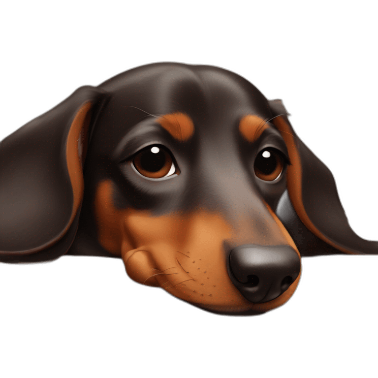 Cute Lady brown Dachshund sleeping face up emoji