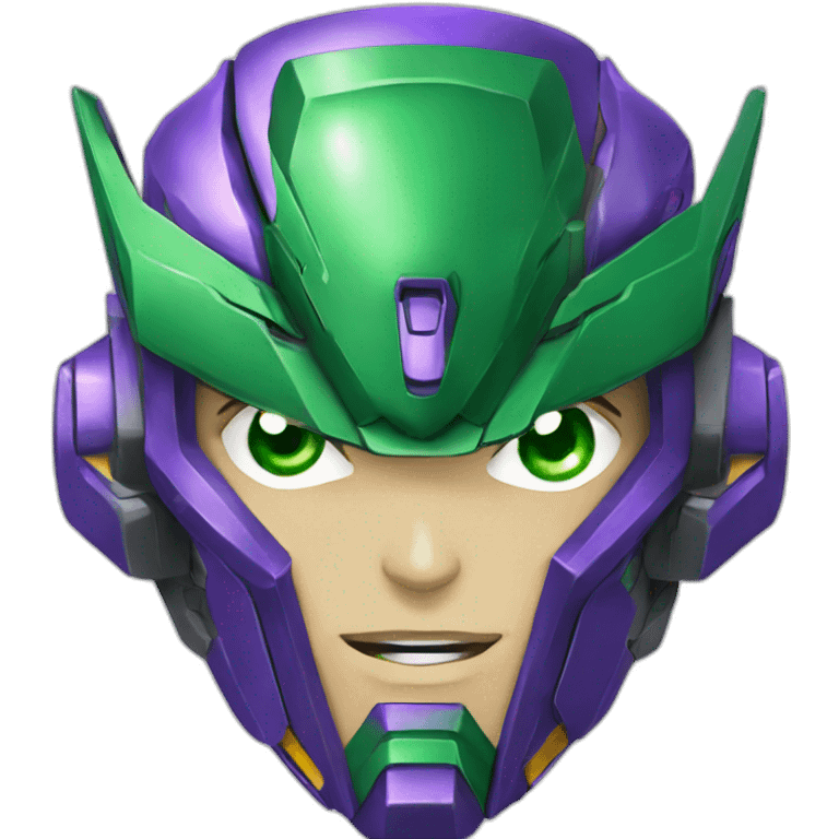 purple and green gundam mecha face emoji