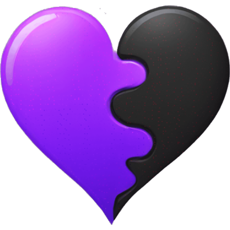 Half black and half purple split heart emoji