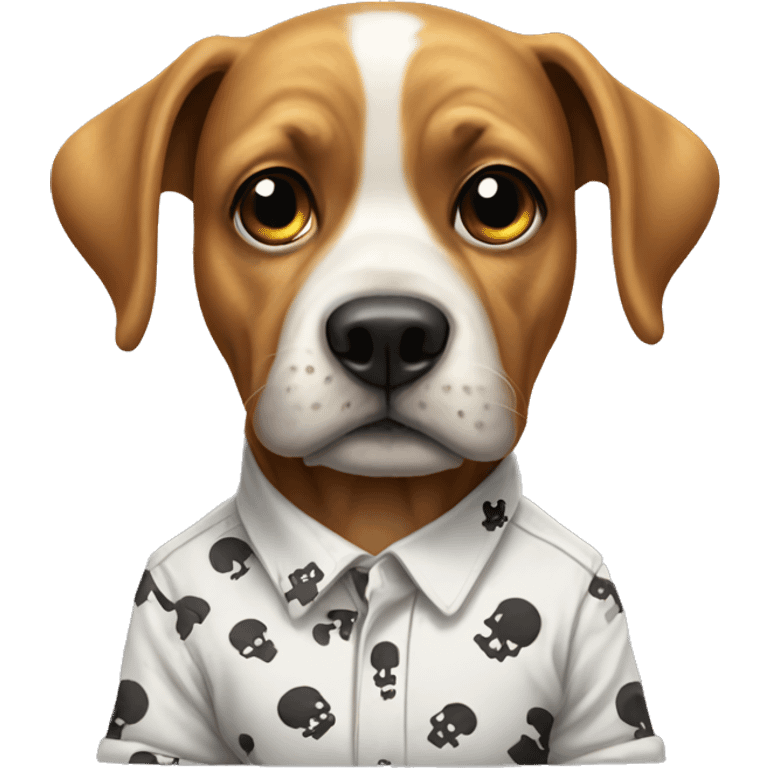 Dog wearing a shirt with skulls  emoji