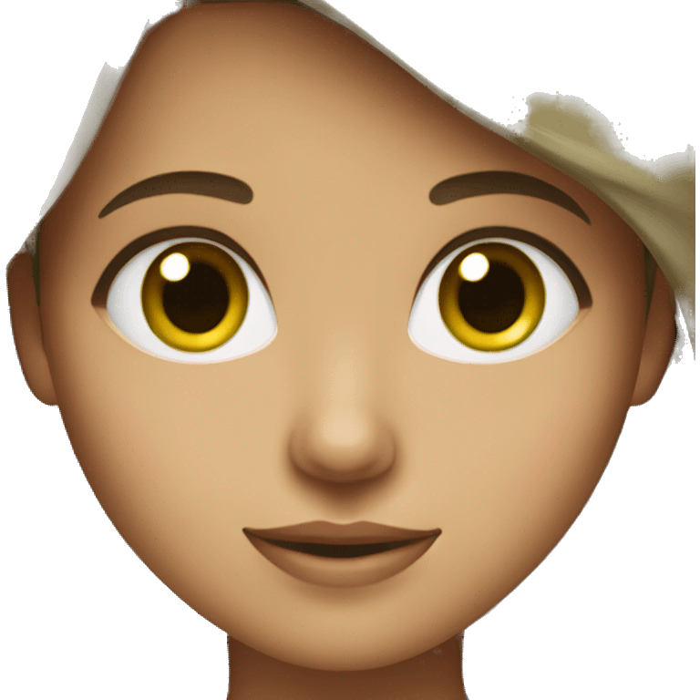 Girl with brown hair green eyes and olive skin emoji