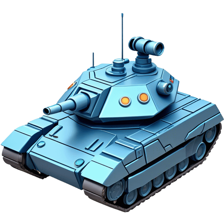 Clash of Clans aesthetic: Cinematic Playful Space Tank Emoji, rendered in a 3D vector-style similar to standard emojis with minimal shading and bold, simplified shapes. A robust, isometric armored vehicle with sleek futuristic plating and energy cannons, softly glowing with a high-tech cosmic combat charm. Simplified yet unmistakably iconic, highly detailed and consistent, glowing with a soft radiant shine and high gloss. Stylized with a touch of intergalactic warfare and a soft glowing outline, capturing the essence of a futuristic battle machine with a friendly, playful spirit! emoji