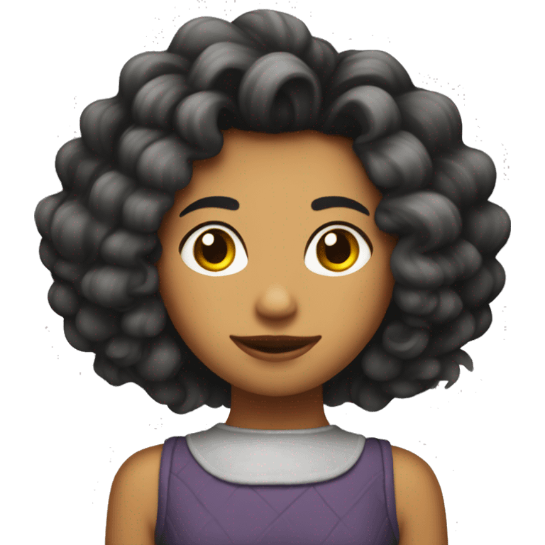 Chica con el pelo corto rulo morenita emoji