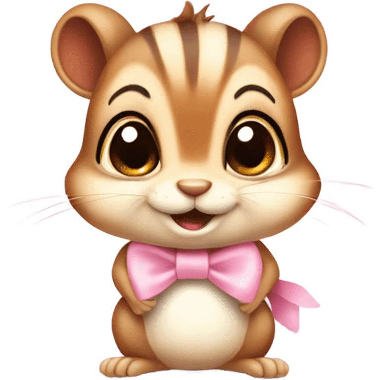 Cute kind Chipmunk with light pink bow emoji