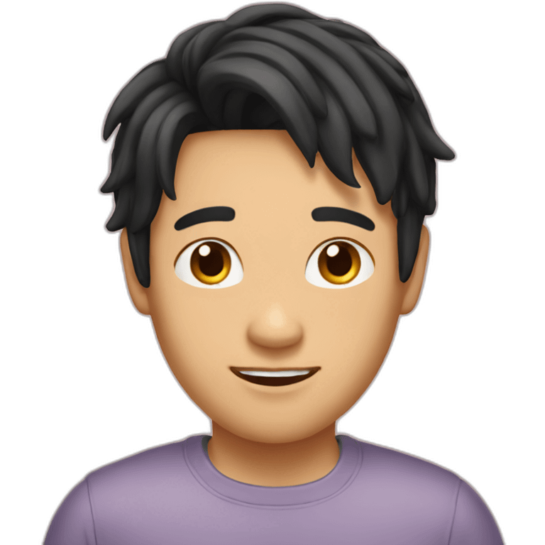 asian male with curtains haircut black hair emoji