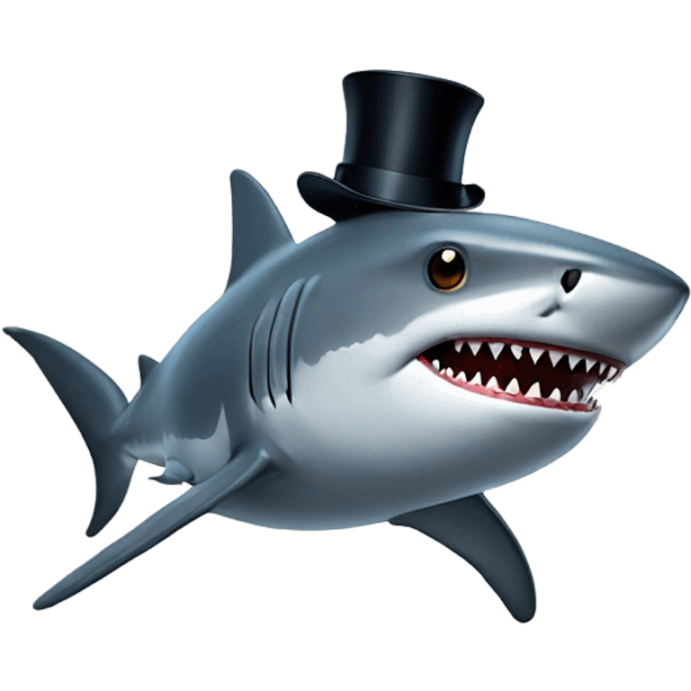 Shark with a top hat emoji