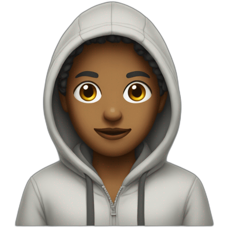 Quala wearing a hoodie emoji