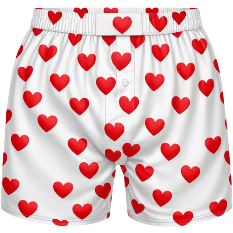 Red heart patterned white pair of boxers emoji